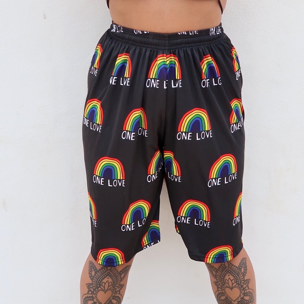 one love rainbow deluxe basketball style long shorts – Keep It Bright