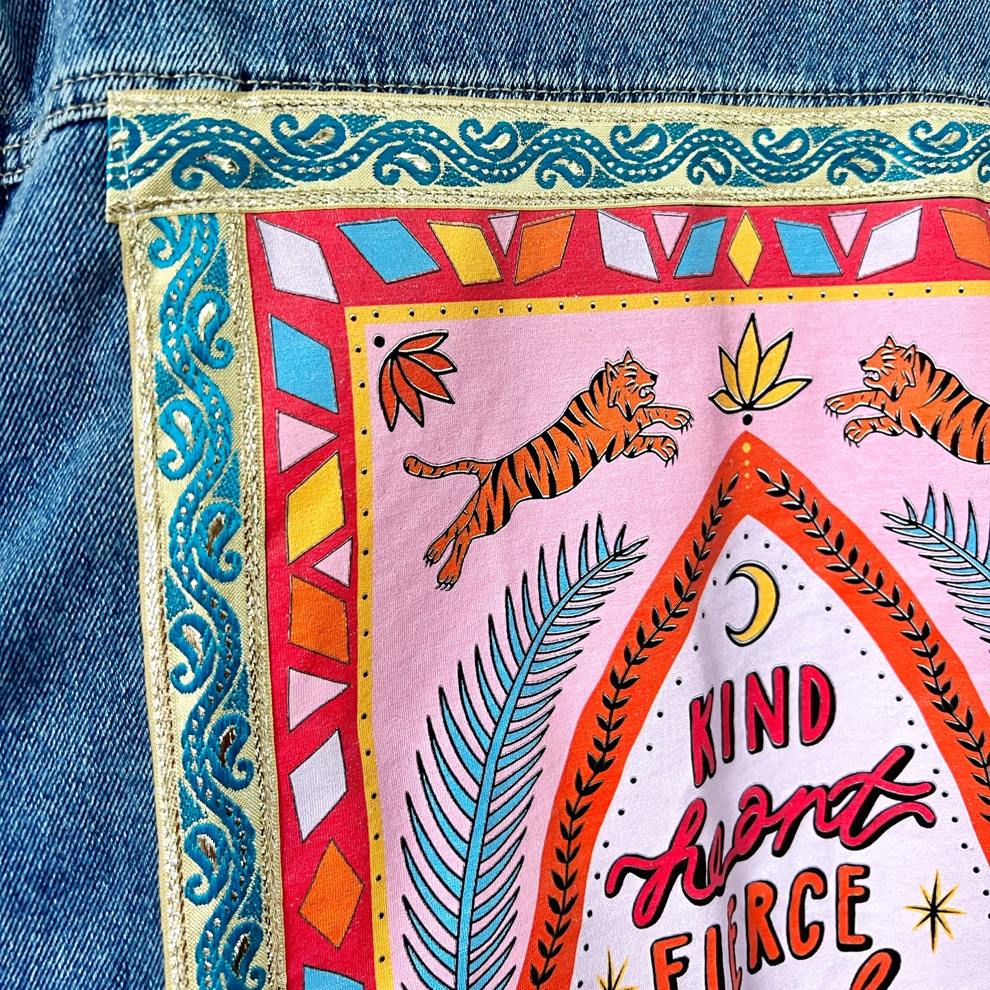 kind heart, fierce mind, brave spirit denim jacket