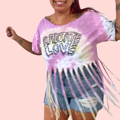 radiate love tie-dye tassel top - pastel fade