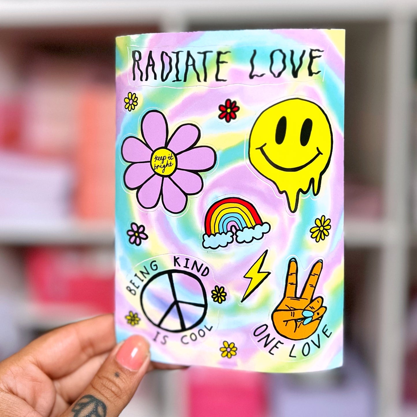 hippie heart sticker sheet