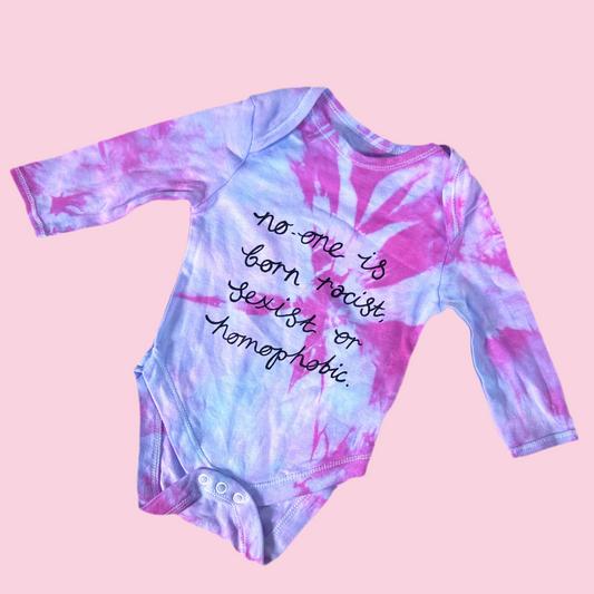 hate is taught tie dye baby bodysuit