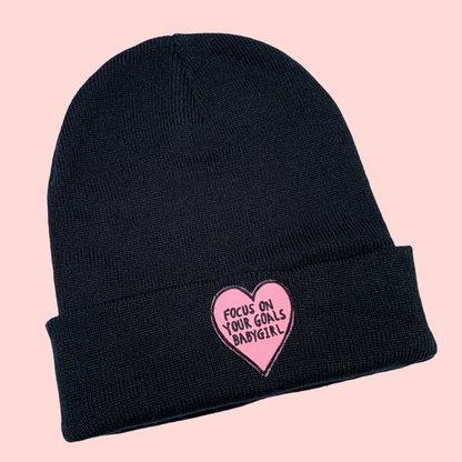 focus on your goals babygirl beanie hats