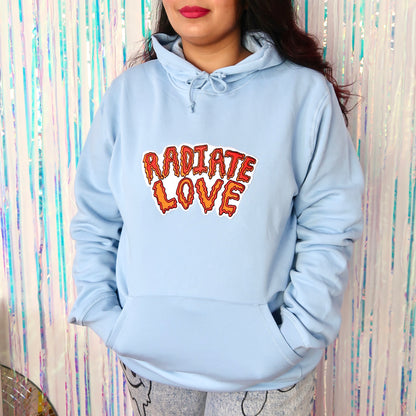 radiate love embroidered hoodie - blue