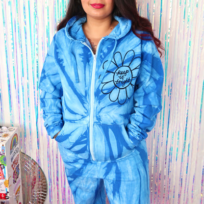 keep it bright flower tie dye onesie - blue