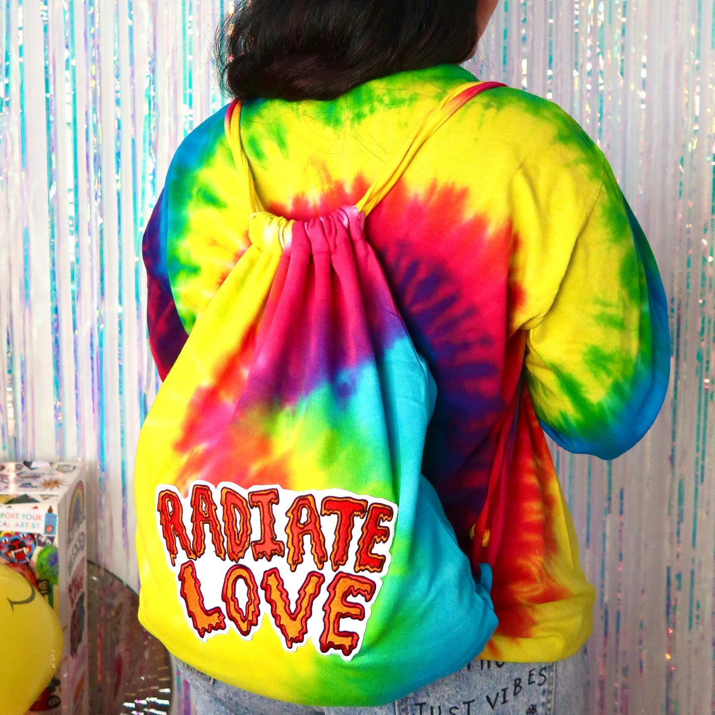 radiate love tie dye bag