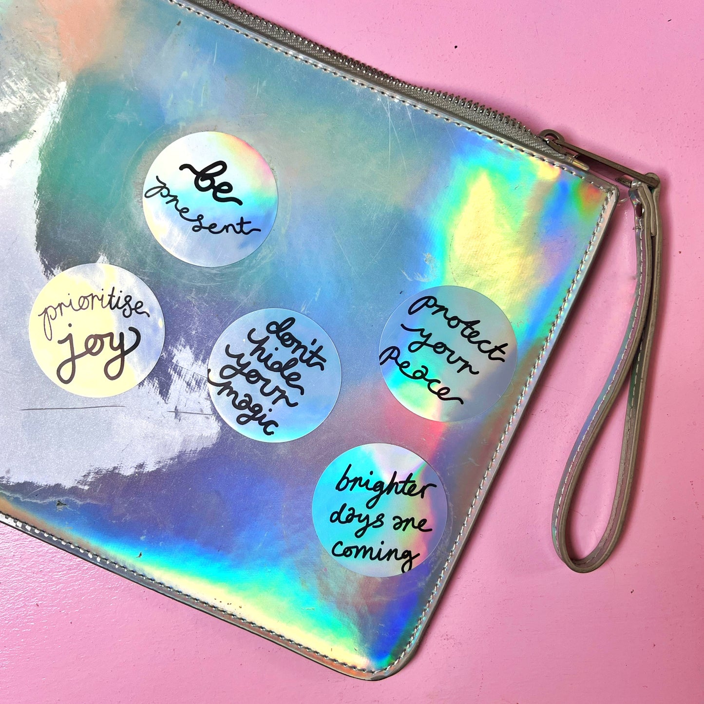 round holographic stickers - 5 pack