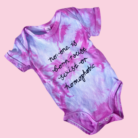 hate is taught tie dye baby bodysuit