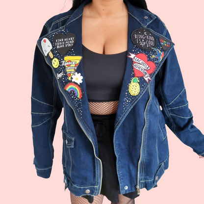 the 'summer nights' denim biker jacket