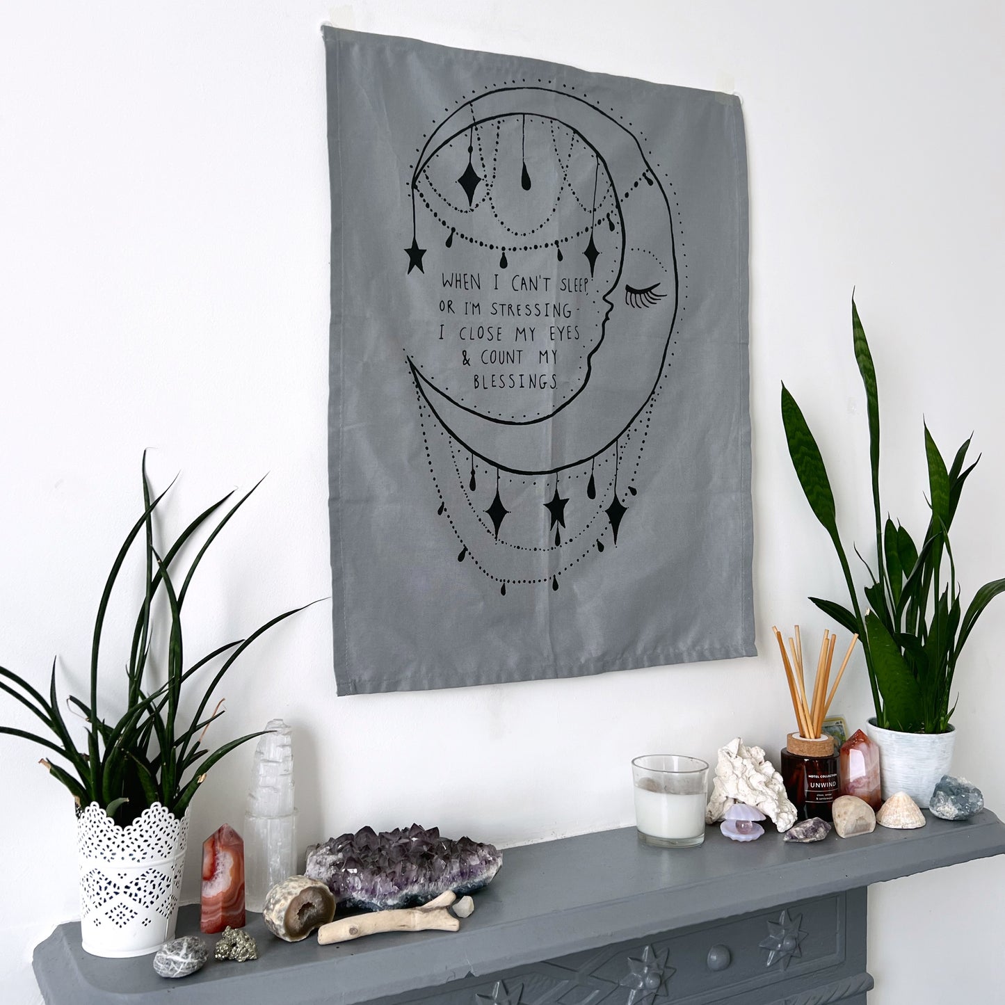 count your blessings moon wall hanging