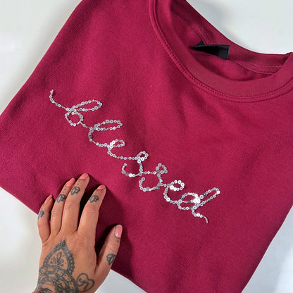 blessed embellished sweatshirt