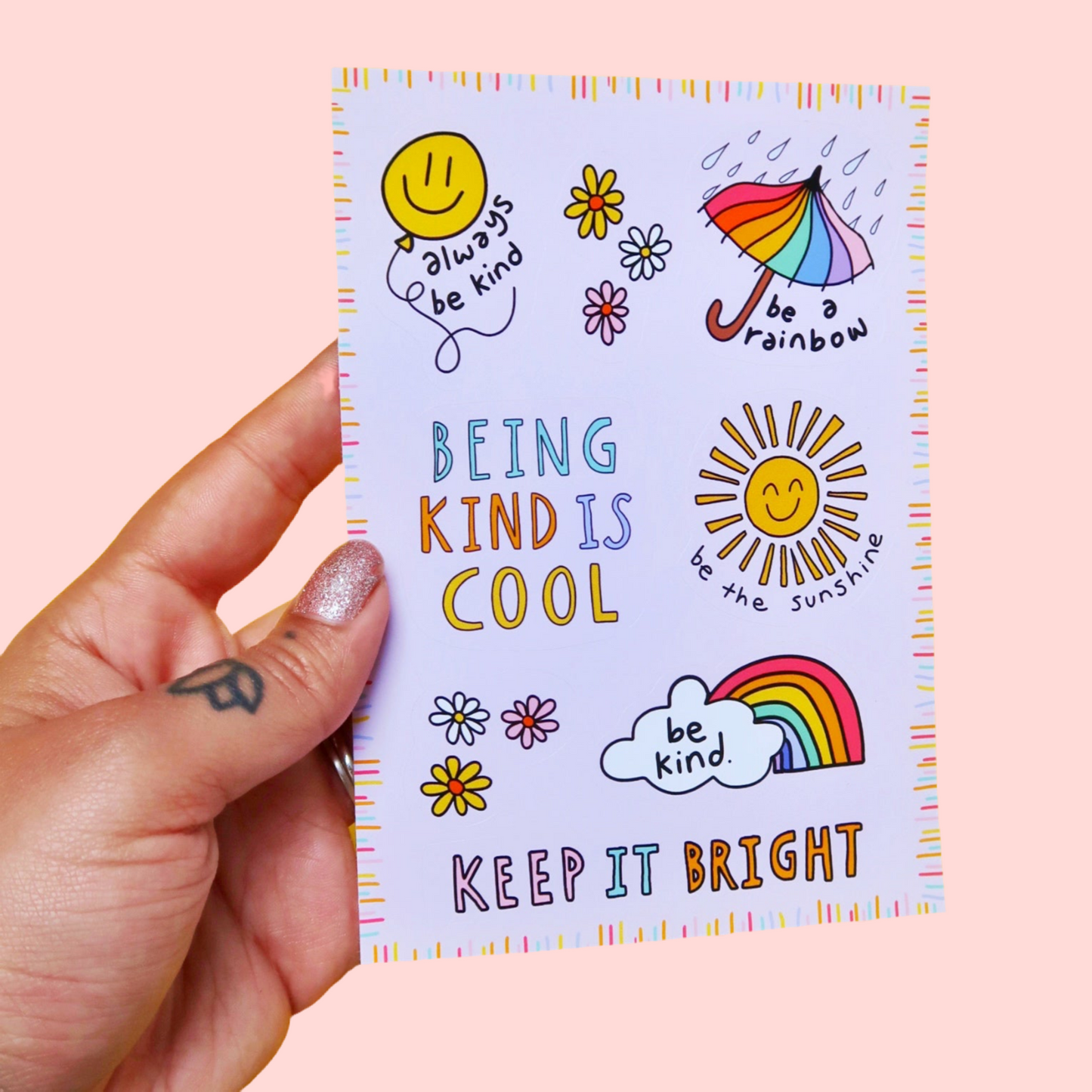 being kind is cool sticker sheet