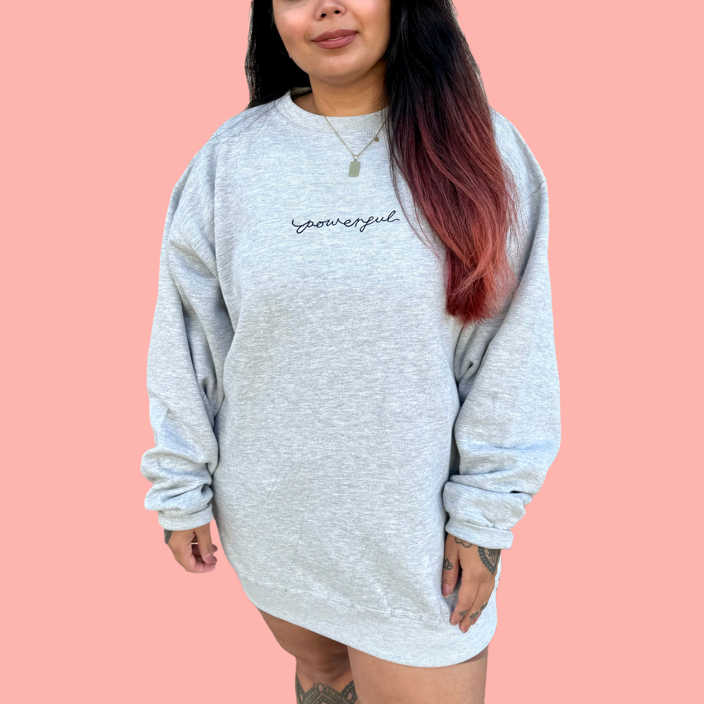 powerful embroidered sweatshirt - grey