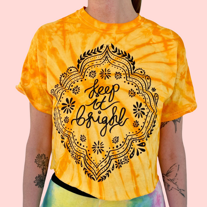 keep it bright tie-dye t-shirt / crop top - yellow