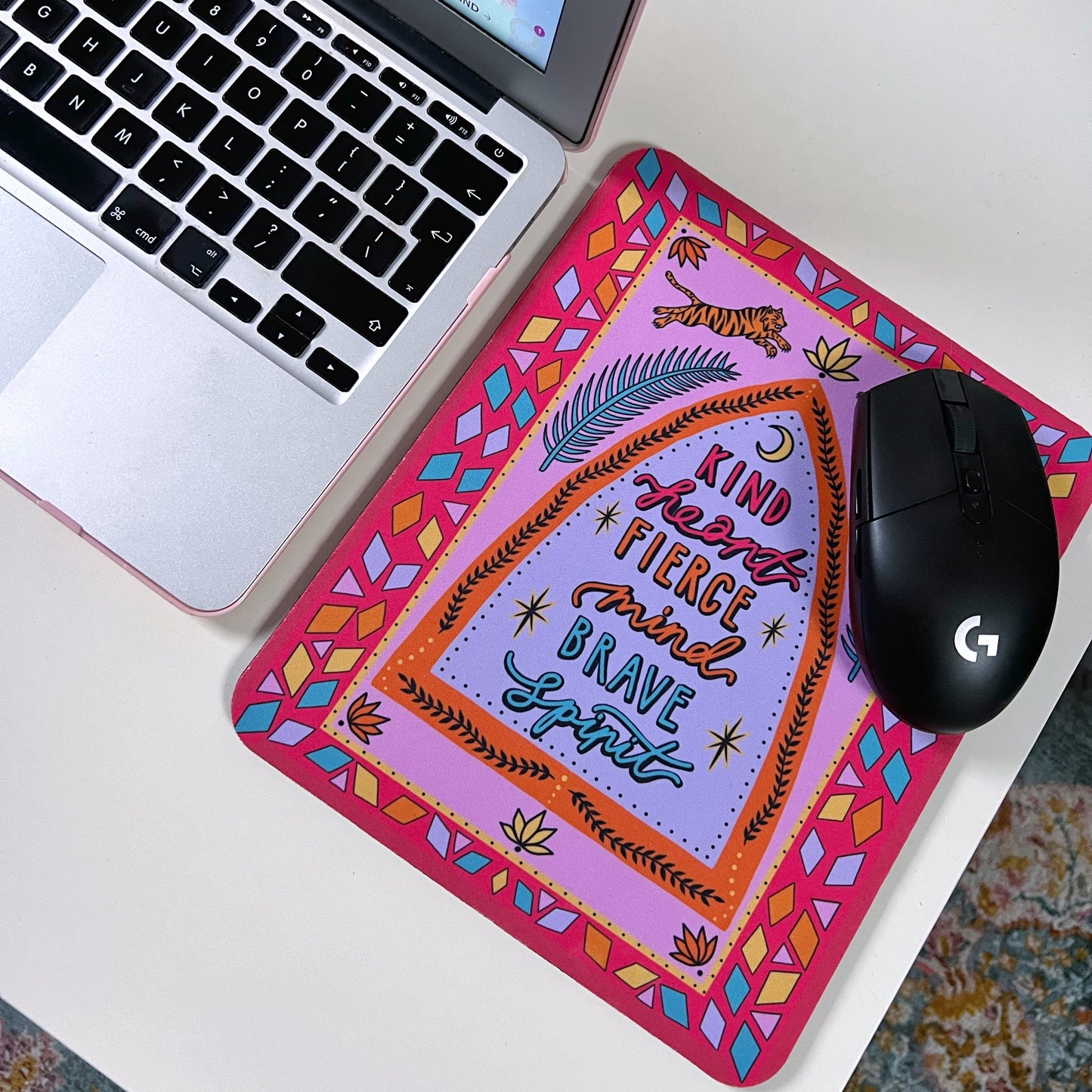 kind heart, fierce mind, brave spirit mouse mat