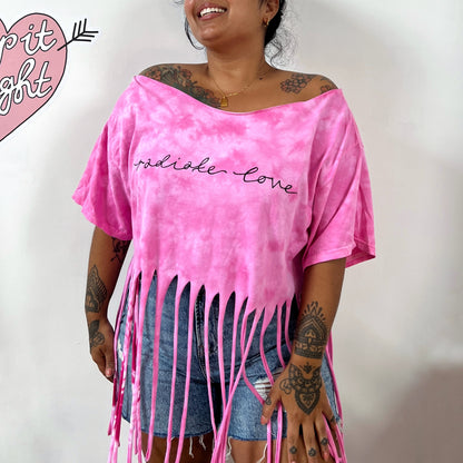 radiate love tie-dye tassel top - pink