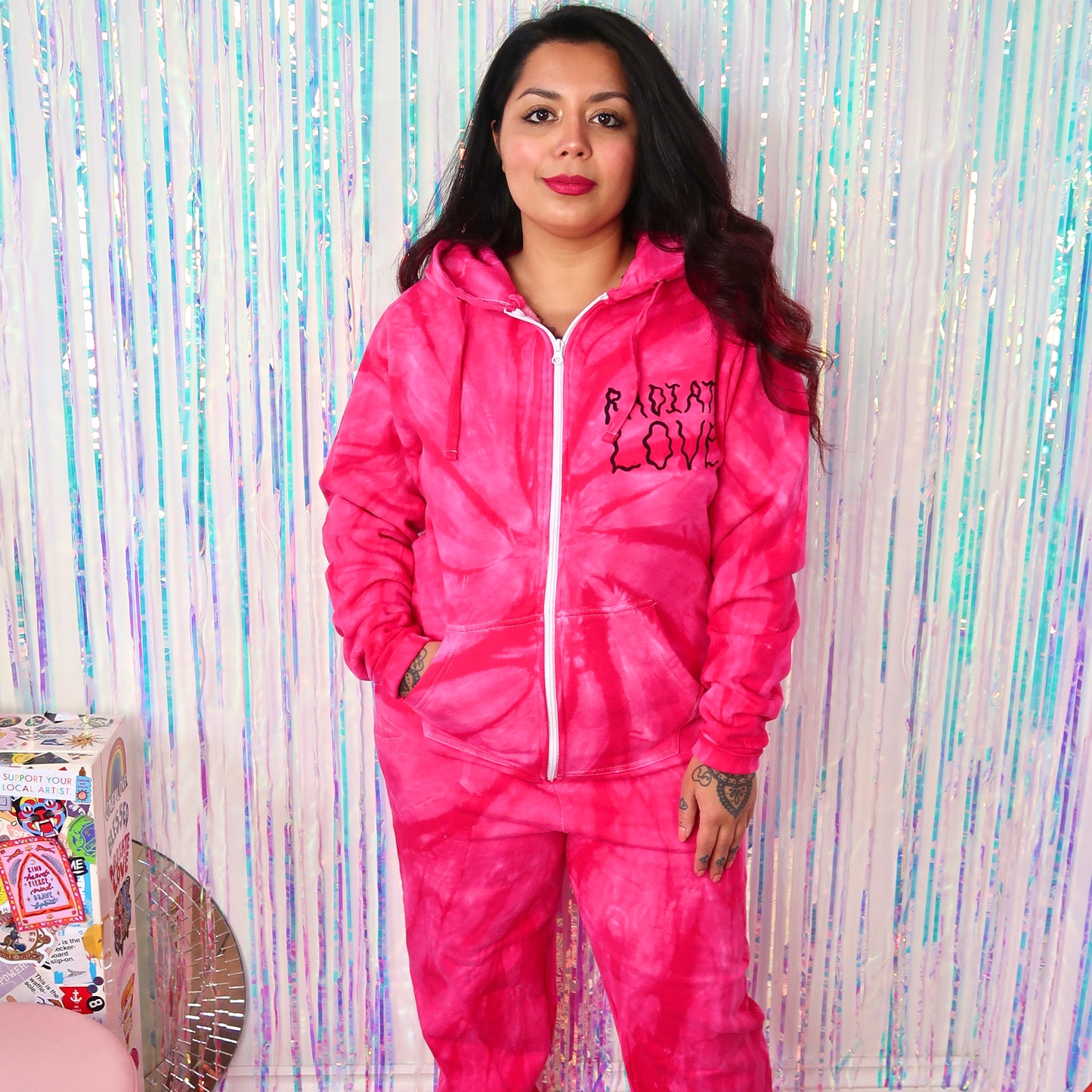 radiate love tie dye onesie - pink