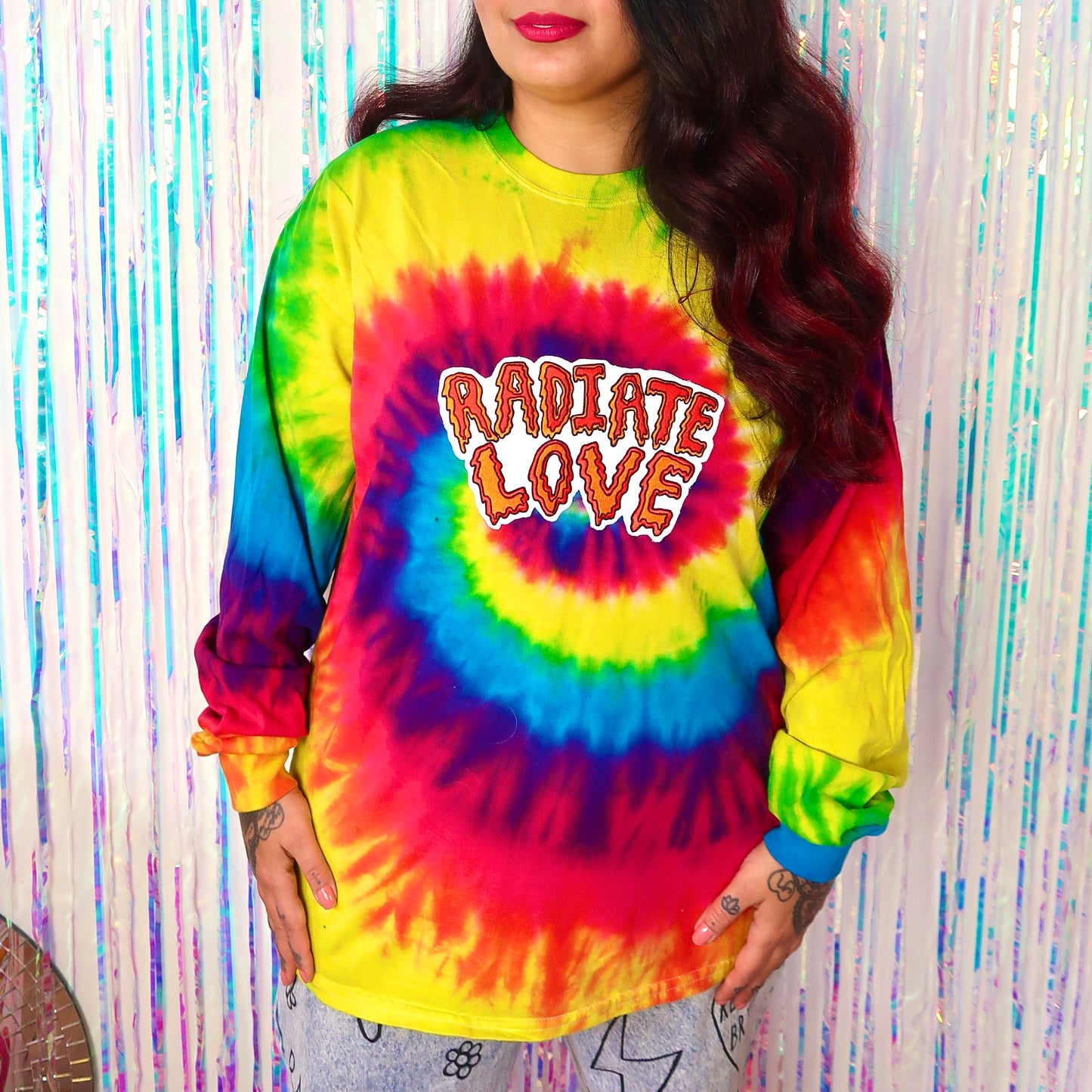 radiate love tie dye long sleeve top