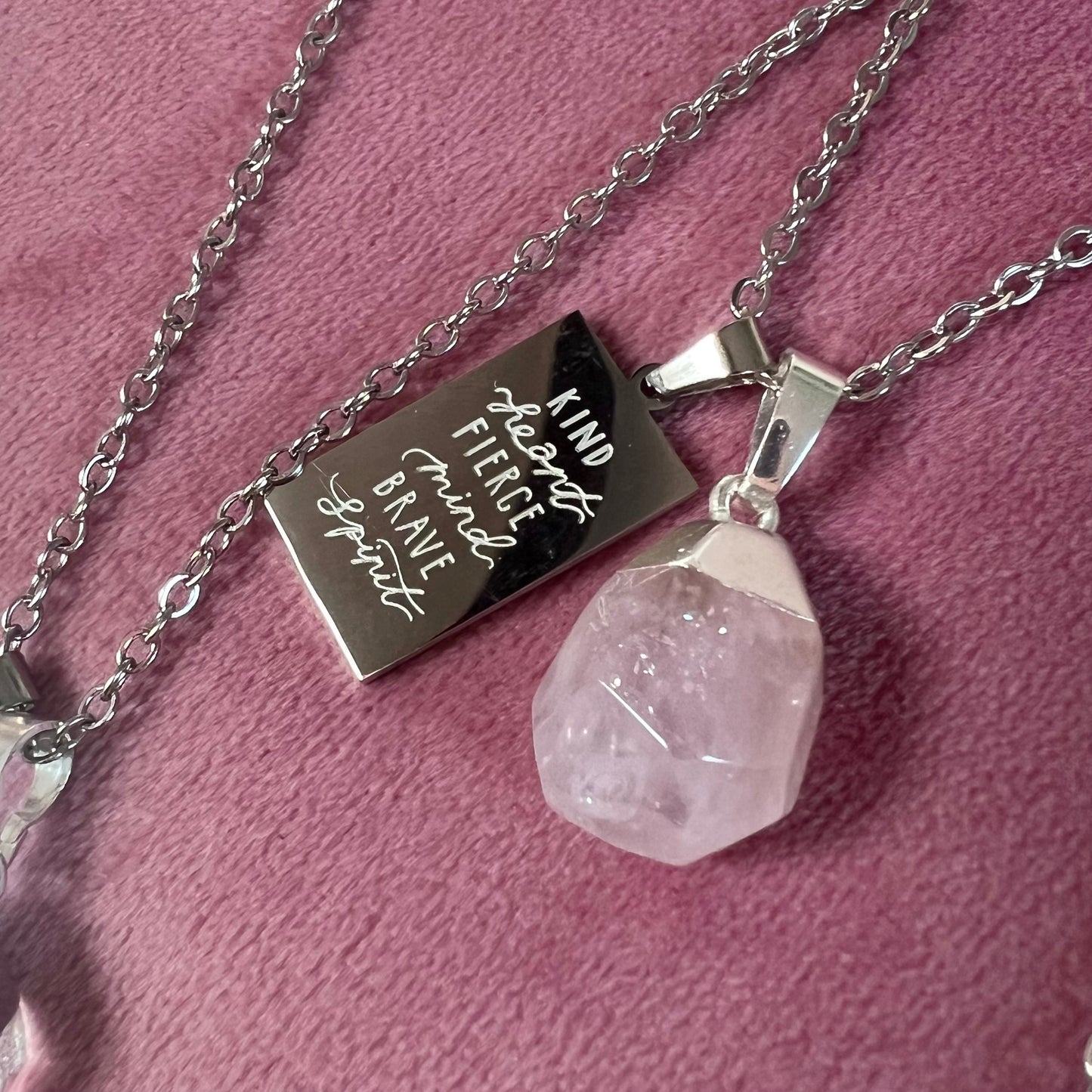 kind heart fierce mind brave spirit crystal necklaces