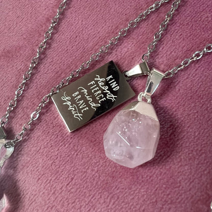 kind heart fierce mind brave spirit crystal necklaces