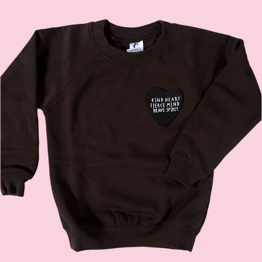 kids kind, fierce, brave sweatshirt - brown