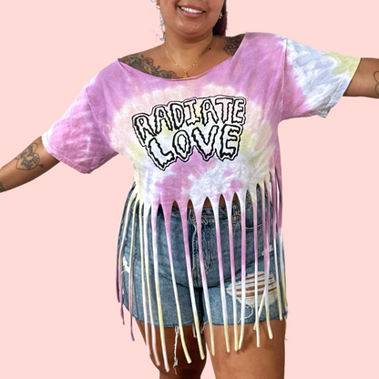 radiate love tie-dye tassel top - pastel fade