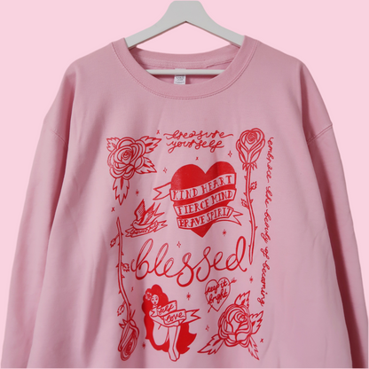 tattoo flash sweatshirt - baby pink