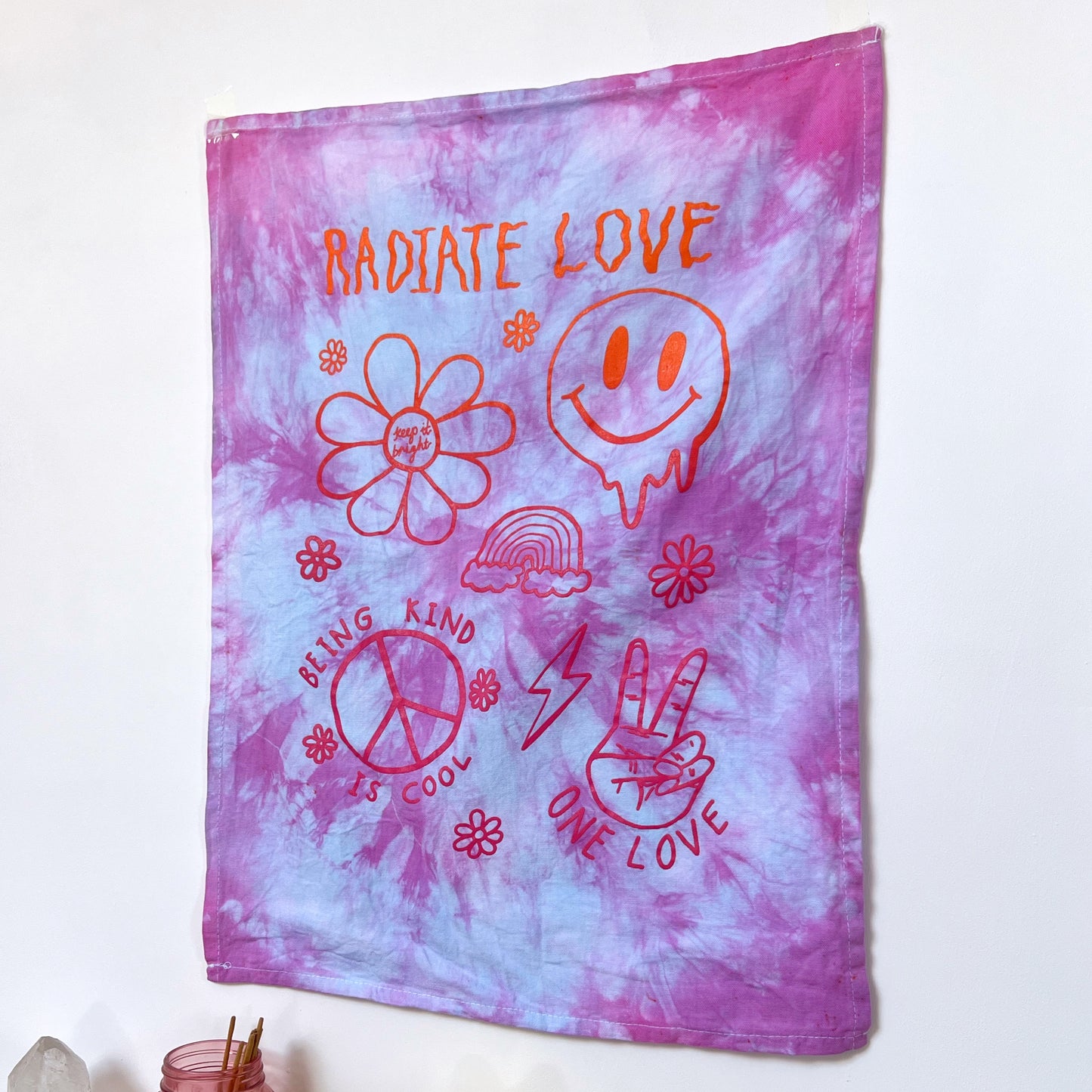 hippie heart wall hanging - tie dye