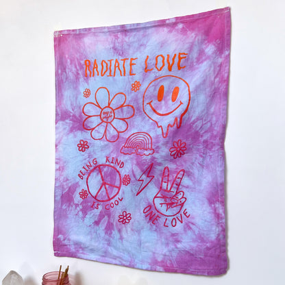 hippie heart wall hanging - tie dye