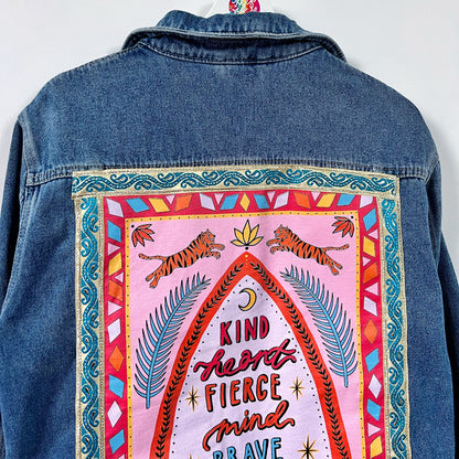 kind heart, fierce mind, brave spirit denim jacket