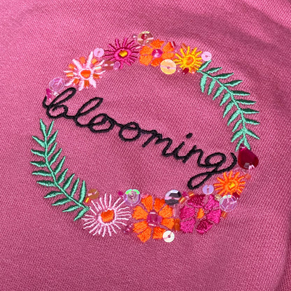 blooming embellished hoodie - deep pink