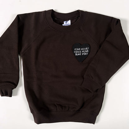 kids kind, fierce, brave sweatshirt - brown