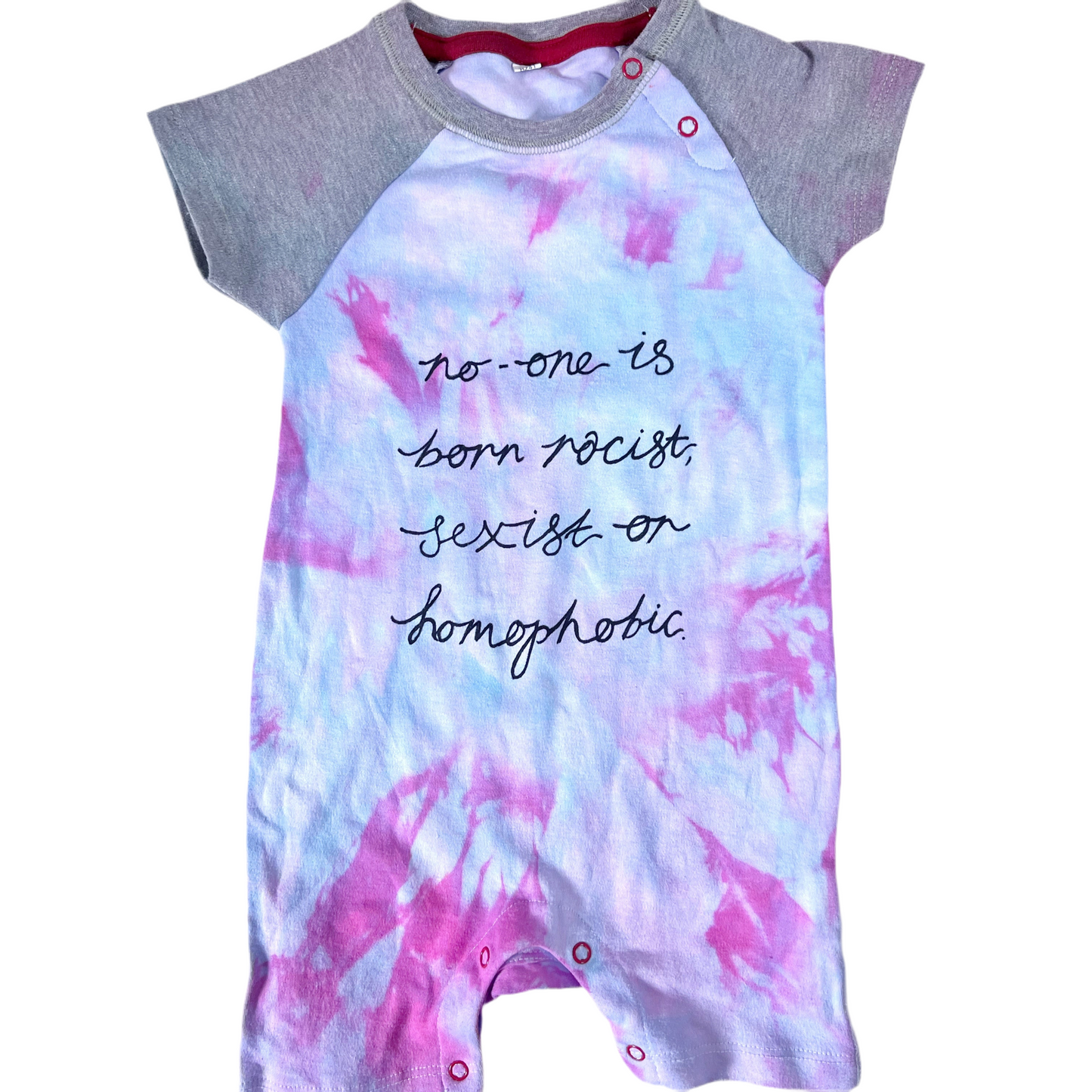 hate is taught... tie dye baby bodysuit