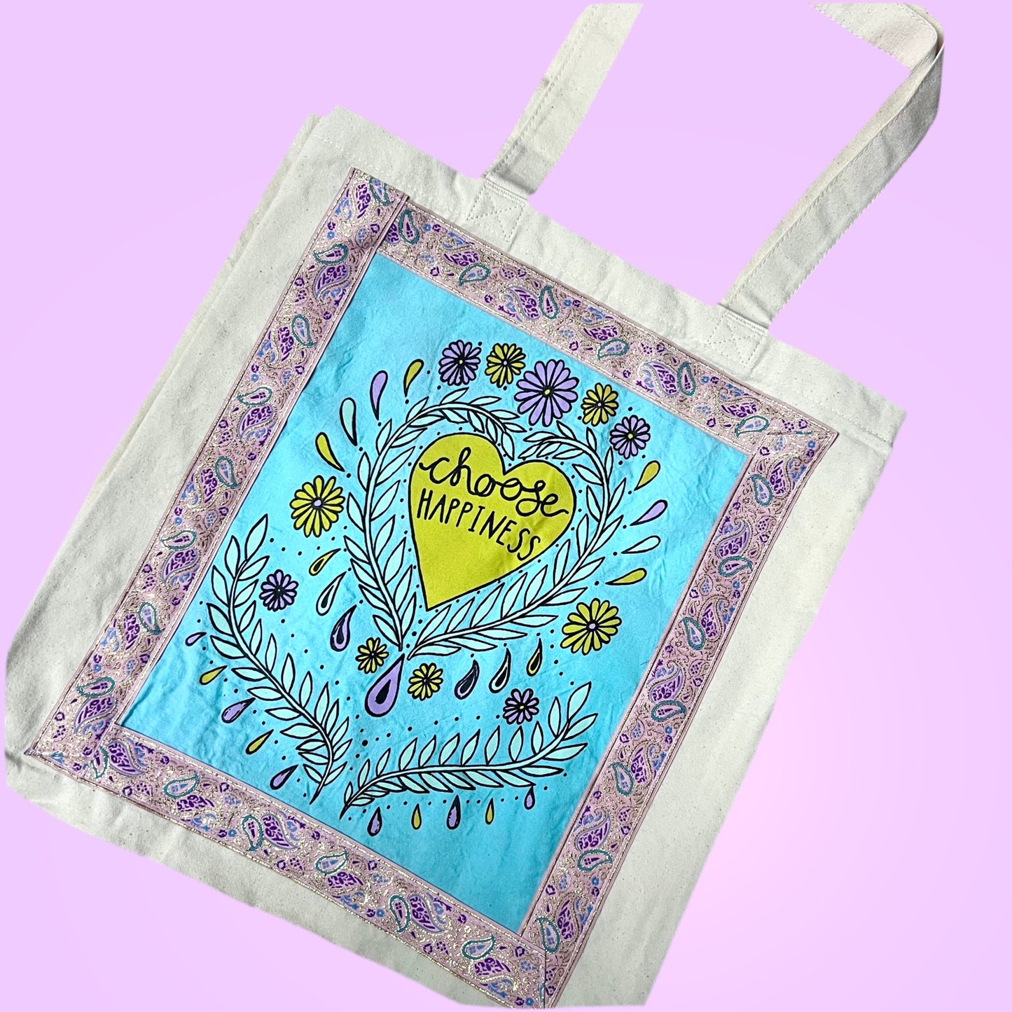 choose happiness tote bag - blue