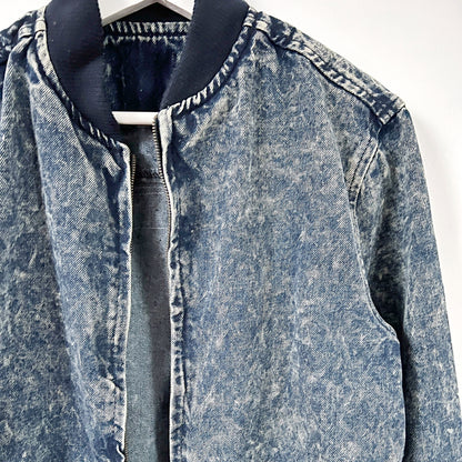 treasure, protect, believe denim bomber jacket