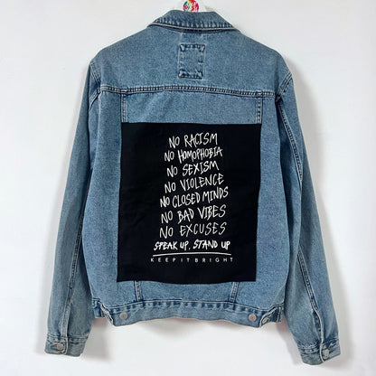 stand up, speak up denim jacket