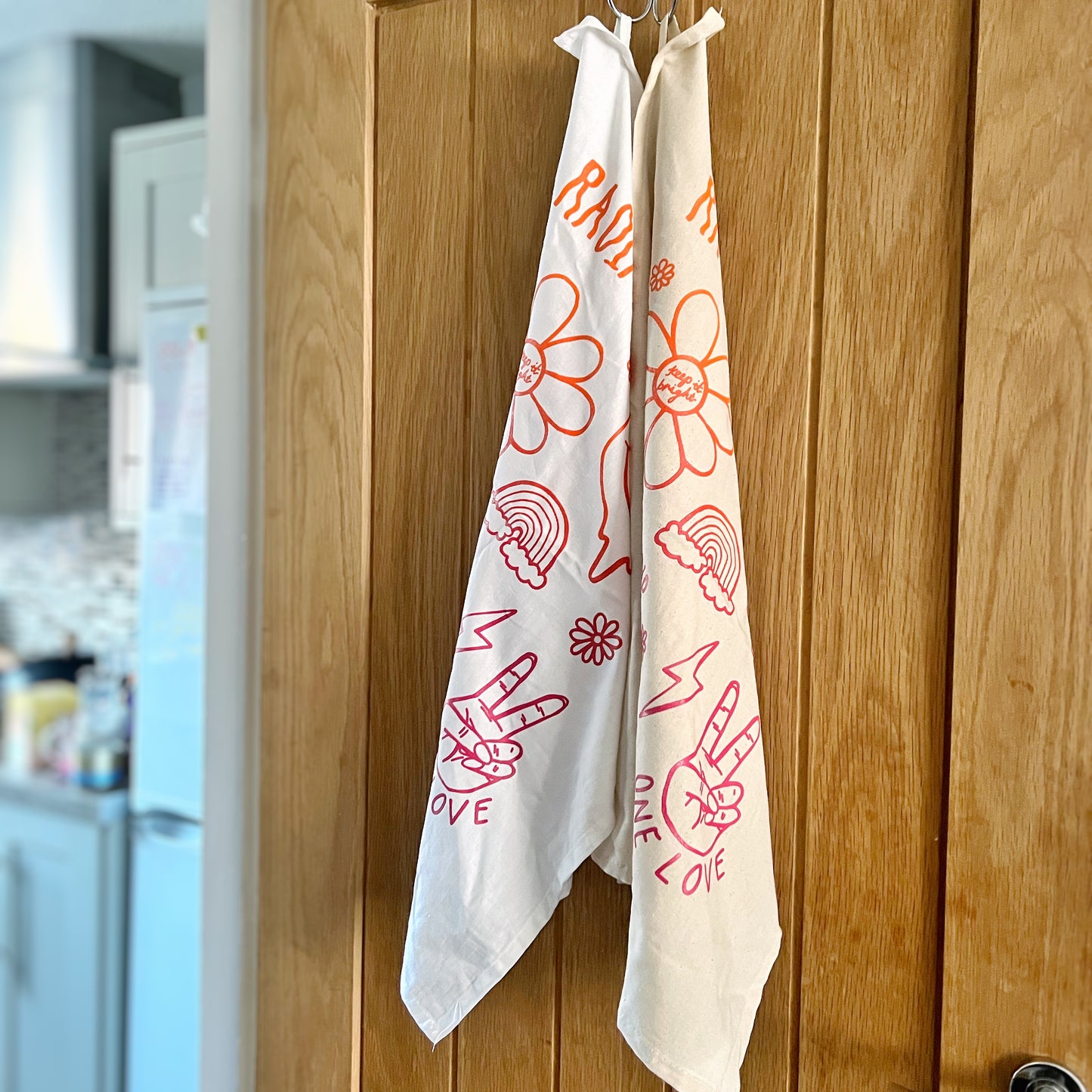 hippie heart tea towels