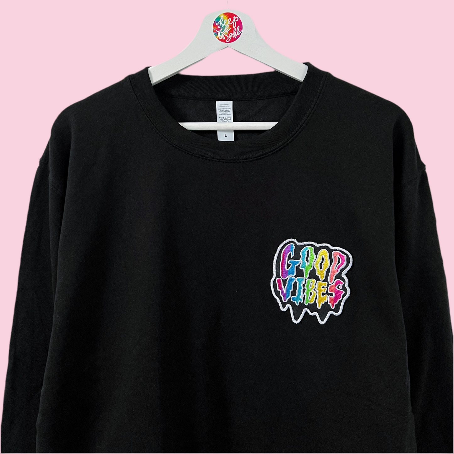 good vibes embroidered sweatshirt