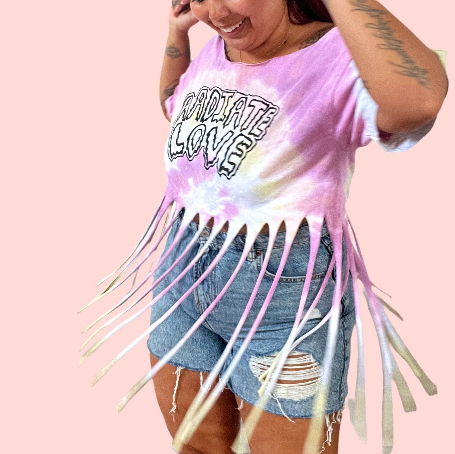 radiate love tie-dye tassel top - pastel fade