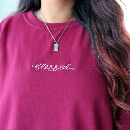 blessed embroidered sweatshirt - burgundy