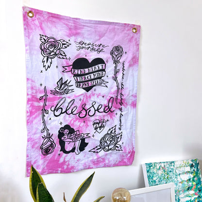 tattoo flash wall hanging - tie dye