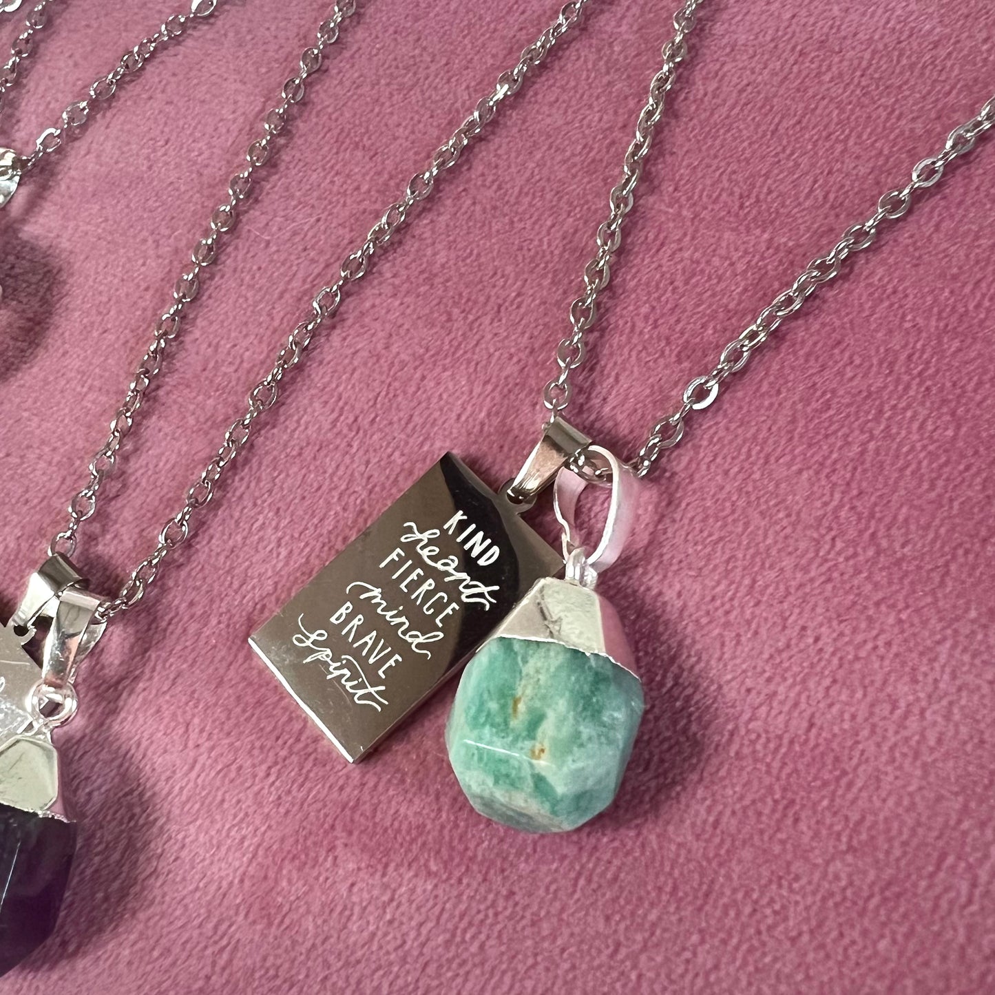 kind heart fierce mind brave spirit crystal necklaces