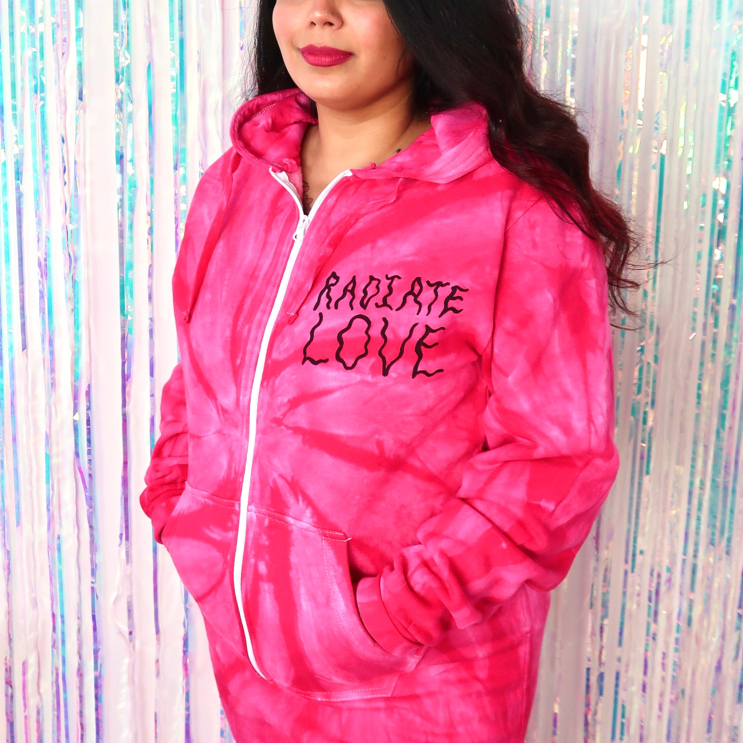 radiate love tie dye onesie - pink