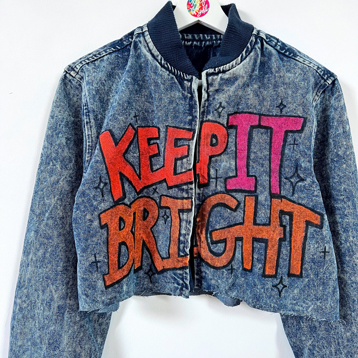 keep it bright graffiti crop jacket