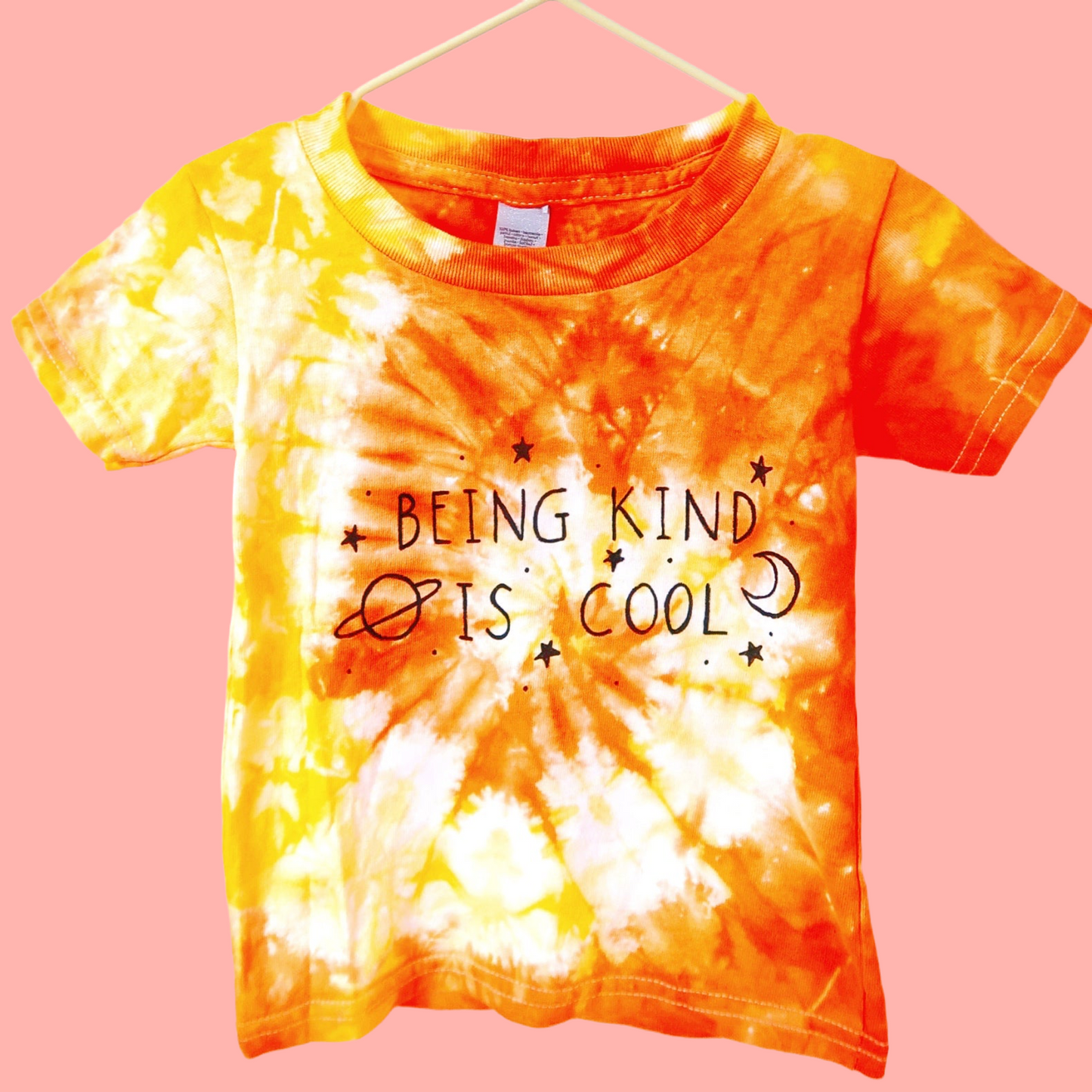kids / baby being kind is cool tie dye t-shirt - orange