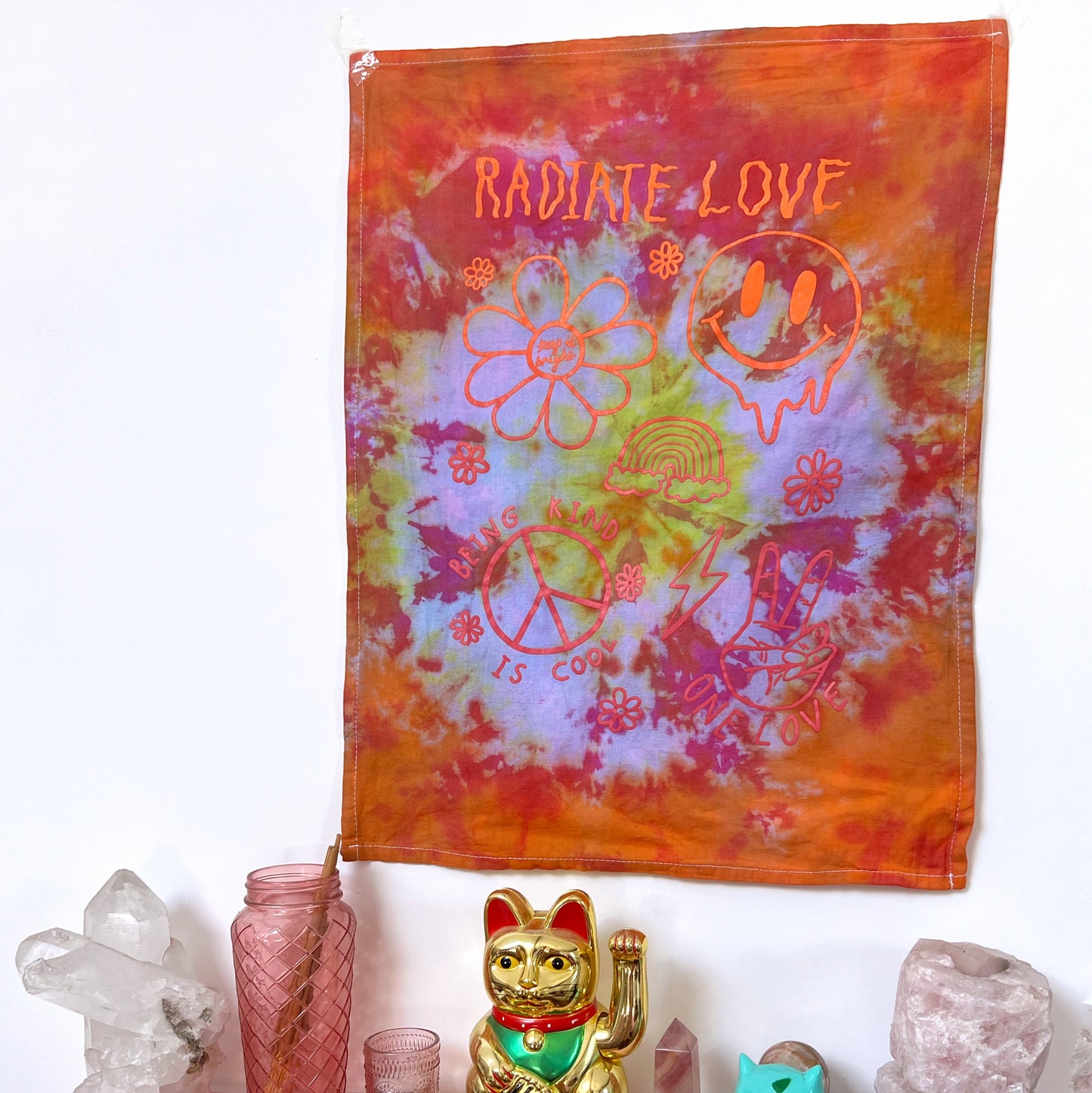 hippie heart wall hanging - tie dye