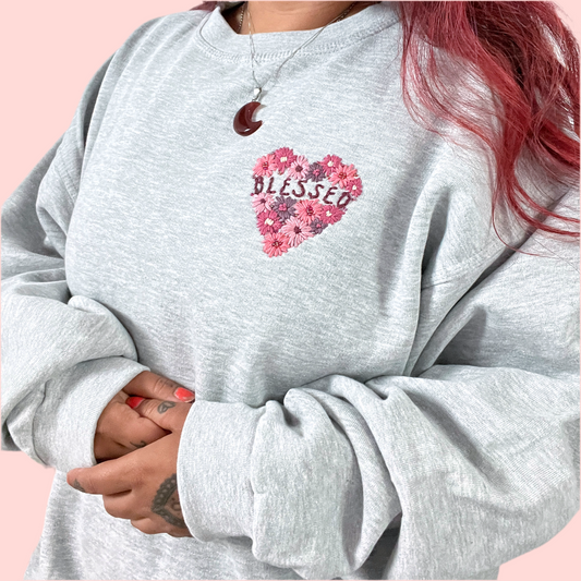 blessed hand-embroidered sweatshirt