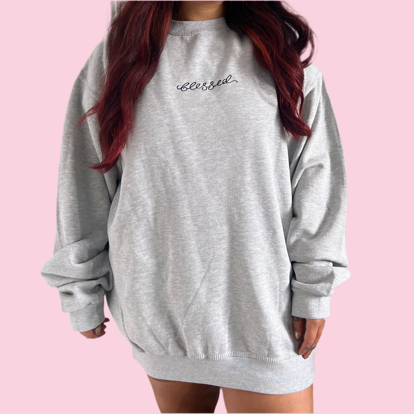 blessed embroidered sweatshirt - grey