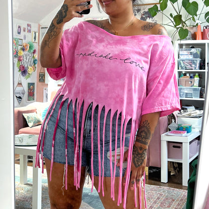 radiate love tie-dye tassel top - pink