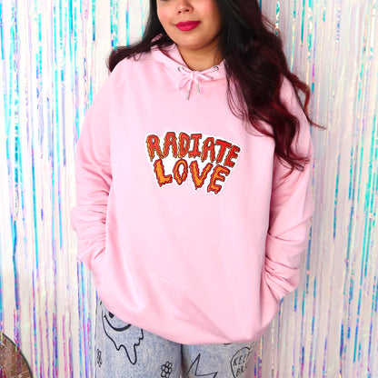 radiate love embroidered hoodie - pink