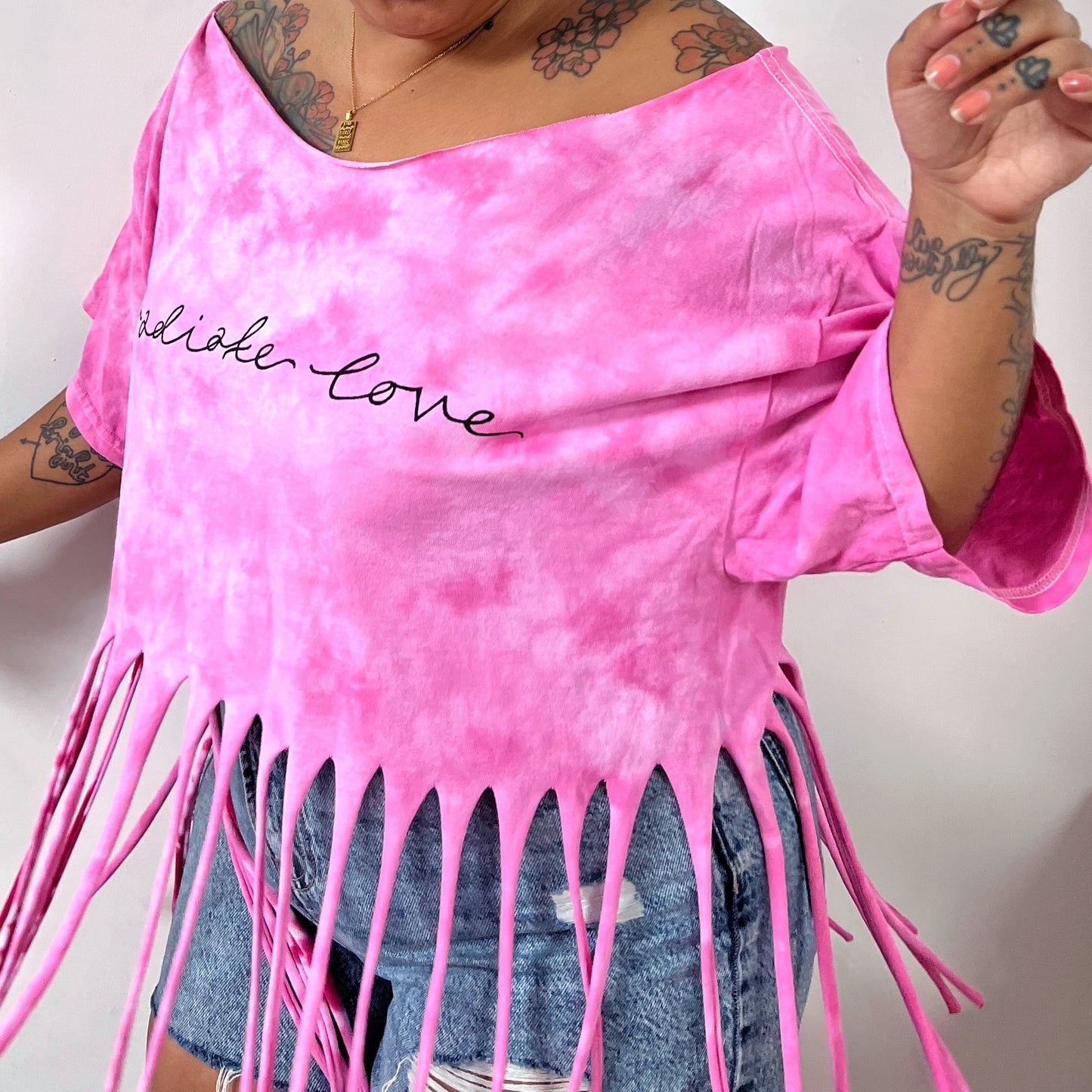 radiate love tie-dye tassel top - pink